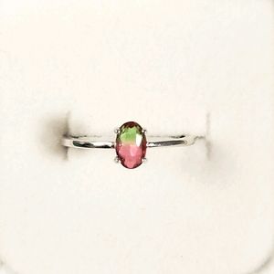 Watermelon Tourmaline Sterling Silver Ring with Gift Box Included